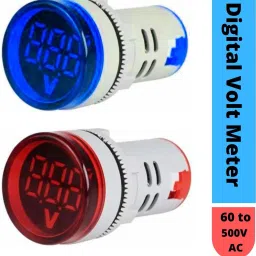 Pack of 2 Volt Meter LED Digital Display Gauge Volt Digital,Voltage Meter Indicator,Signal Lamp,Voltmeter Lights Tester Combo Measuring Range 60-500V AC, 22 mm RED, BLUE Digital Voltage Tester-9