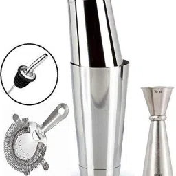 Bar Set With Boston Shaker Set,Hawthorne Strainer,Japanese Jigger,Pourers 4 - Piece Bar Set-20