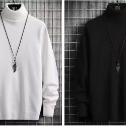 Men Solid High Neck Multicolor Sweater-image-27