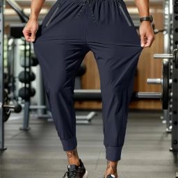 Men Solid Blue Track Pants-image-42