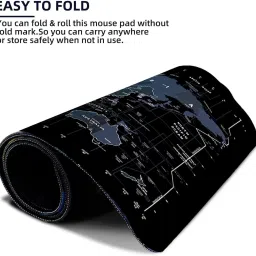 Aliens World Map Extended Gaming Mouse Pad, Stitched Edges, Non-Slip Base Mousepad image 3