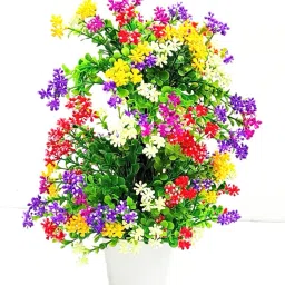 Artificial multicolour flowers for home decor (red, yellow, purple, pink blue ) good for home decoration good quality products. Bonsai Wild Artificial Plant with Pot-20