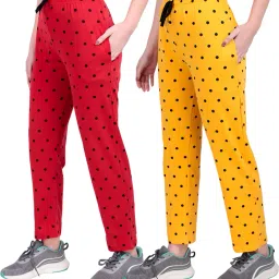 Pack of 2 Women Polka Print Multicolor Track Pants-image-69