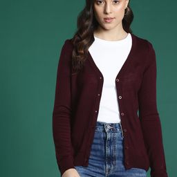 dressberry Women Solid Scoop Neck Brown Sweater-picture-15