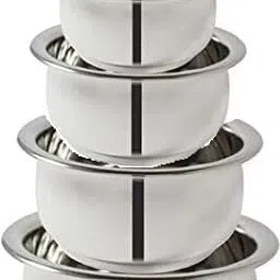 Stainless Steel Serving Bowl Stainless Steel Flat Base Set of 5 Handi Set / Cookware Set-image-98