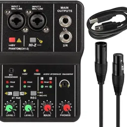 2Channel Mini Sound Mixer Audio DJ Mixer Console Interface with 48VPhantom Power Digital Sound Mixer-image-0