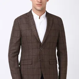 peter england Men Checkered Single Breasted Formal Blazer-picture-10