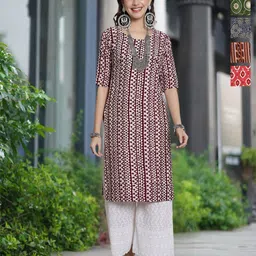 moda rapido Pack of 5 Women Printed Crepe A-line Kurta-picture-26