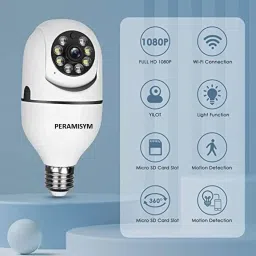 PERAMISYM Wireless WiFi Bulb Holder SPY 360 Light IP CCTV Camera Night Vision Remote Security Camera-11