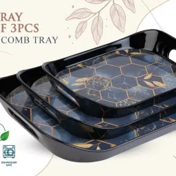New Classic Honeycomb Designed Serving Tray Set of 3 Pcs Tray-image-3
