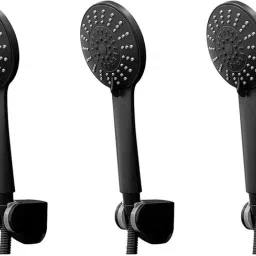 Parryware hand shower 3 - Modes, Bathroom clean black with Hose & clutch set of 3 pic 198 shower-19