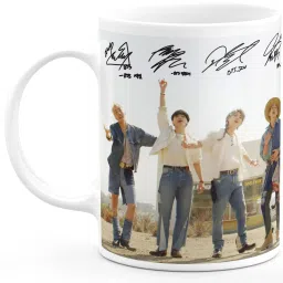 Bts Permission to dance Printed Cup White Tea Milk Ideal And Sweet Gift And Return Gift Choice For Kids girls Friends Brother Sister Mom Dad Bro Sis Cousins Son Daughter And Bts Lover Bts Army Bts Signature V Suga J-Hope Jungkook Jin Jimin Rm Ceramic Coffee (350 ml) Ceramic Coffee Mug-image-1