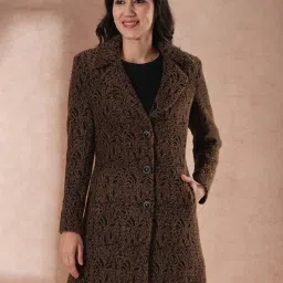 Faux Fur Self Design Coat For Women-image-66