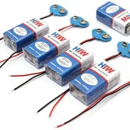 Combo of 9v Battery & 9V Battery Connector for Science Projects- Pair of 5 Power Supply Electronic Hobby Kit-25