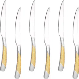 oicia Gold-Handle Silverware Butter Knife, Food Knives for Dining Table, Dinner Knives Stainless Steel Steak Knife Set-picture-17