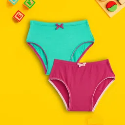 XY Life Kids Girls Pink & Green Pack Of 2 Primary Intellisoft Tencel Modal Hipsters-58