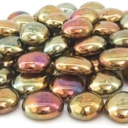 Decorative Glossy Shiny Round Glass Stone Pebbles For Aquarium Plant Pots Vase Filler Home Table Decor & Garden Outdoor Decoration (Rainbow Gold, 500 grams) Polished, Regular Oval, Round Fire Glass Pebbles-image-41