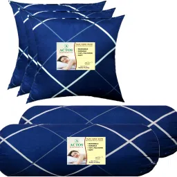 3 Cushion And 2 Microfibre Geometric Bolster Pack of 5-image-94