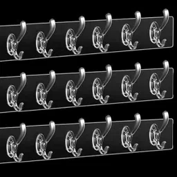 3 Pcs 6 Hook Set Adhesive Sticker Hanger in Kitchen Bathroom Hook Raill Hook Rail 18-22