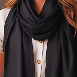 Solid Pure Cotton Women Black Scarf, Stole-image-22