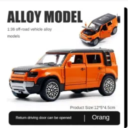 Orange Land Rover Defender Metal Car Toy with Openable Doors-picture-14
