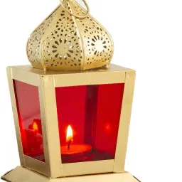 Red, Gold Iron Hanging Lantern-image-16