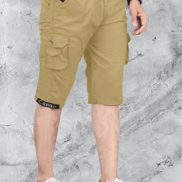 Solid Men Khaki Casual Shorts, Cargo Shorts, Regular Shorts-image-2