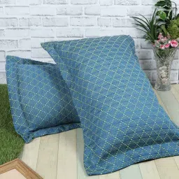 soumya Blue Geometric 200TC Cotton 17 x 27 Inch Pillow Covers (Set of 2)-picture-34