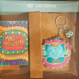 Chumbak Yellow & Blue Champak Playing Card & Key Chain Diwali Gift Box-image-28
