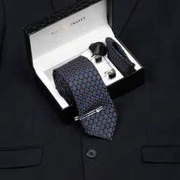 MUTAQINOTI Men Aegean Blue Silk Necktie Accessory Gift Set-image-39