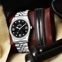 WROGN Men Analog Watch & Leather Bracelet Gift Set-36