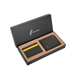MAI SOLI Men Neo Genuine Leather RFID Protected Zip Wallet & Card Holder Gift Set-image-99