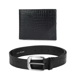 Aditi Wasan Men Black Solid Genuine Leather Accessory Gift Set-image-73