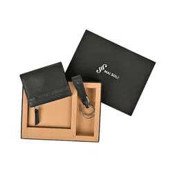 MAI SOLI Men Neo Genuine Leather RFID Protected Zip Wallet & Key Ring Gift Set-image-89