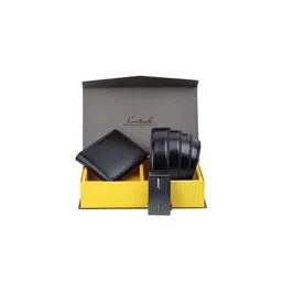 CONTACTS Men Black Solid Leather Accessory Gift Set-image-44