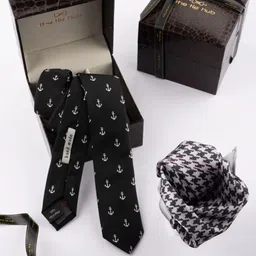 The Tie Hub Men Printed Necktie & Pocket Square Accessory Gift Set-image-86