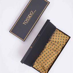 Tossido Men Woven Design Cravat & Pocket Square Accessory Gift-image-45