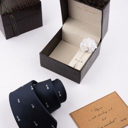 The Tie Hub Men Printed Necktie & Flower Lapel Pin Accessory Gift Set-image-61