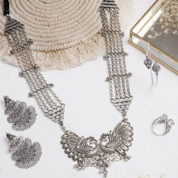 TEEJH Silver-Plated Antique Jewellery Set-image-45