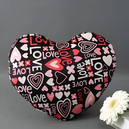 TAYHAA Black & Pink Printed Heart-shaped Cushion with Teddy Gift Set-image-69
