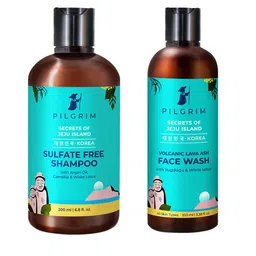 Pilgrim Set of Secrets of Jeju Island Sulfate Free Shampoo & Volcanic Lava Ash Face Wash-19