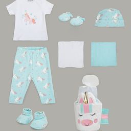 Juniors by Lifestyle Infant Girls 8-Pcs Printed Pure Cotton Baby Apparel Gift Set-33