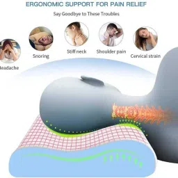 hkz-yg Cervical Contour Memory Foam Pillow + Anti-Snoring + Stomached + Side Sleepers Memory Foam Solid Orthopaedic Pillow Pack of 1 image 3