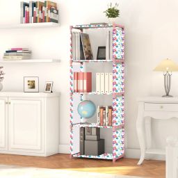 Multipurpose Collapsible Bookshelf 5 Racks Book Stand Almirah for Home & Kids Metal Open Book Shelf-image-32