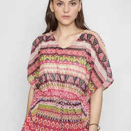 250 DESIGNS Tribal Print Kimono Sleeve Georgette Kaftan Top-picture-15