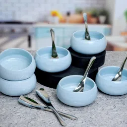Premium Ceramic Bowls and Spoons Set Bowl Serving Set-image-10