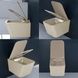 plantex Rimless Ceramic Wall Hung Commode for Toilet/Western Commode/Commode with Soft Closing Toilet Seat - (Square ,P Trap - APS-3045) Western Commode image 5