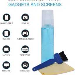 F5 SmartTech 3-in-1 Tech Cleaner with Brush & Cloth (100ml) for Computers, Laptops, Mobiles image 2