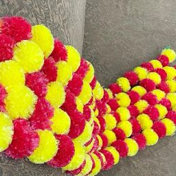 Artificial Hanging Garland for Home, Balcony, Office, Temple Decoration Red, Yellow Marigold Artificial Flower-17