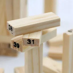 nizomi 51 Pcs Blocks 4 Dices Wooden Tumbling Stacking Jenga Building Tower Game (Multicolor) image 3